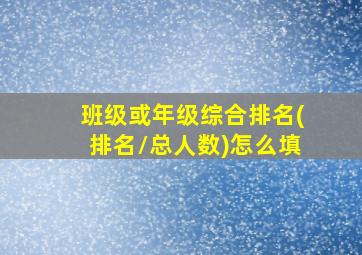 班级或年级综合排名(排名/总人数)怎么填