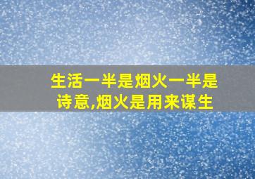 生活一半是烟火一半是诗意,烟火是用来谋生