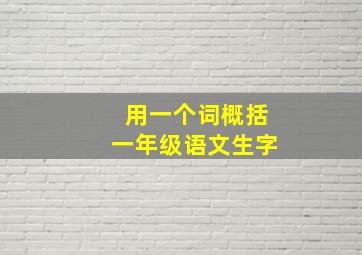 用一个词概括一年级语文生字