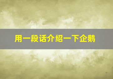 用一段话介绍一下企鹅