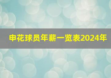 申花球员年薪一览表2024年