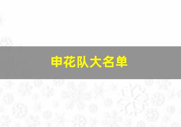 申花队大名单