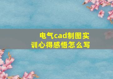 电气cad制图实训心得感悟怎么写