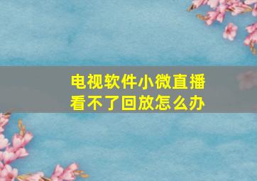 电视软件小微直播看不了回放怎么办