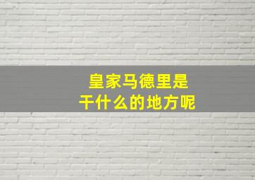 皇家马德里是干什么的地方呢