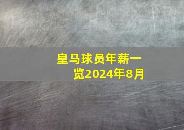 皇马球员年薪一览2024年8月