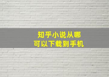 知乎小说从哪可以下载到手机