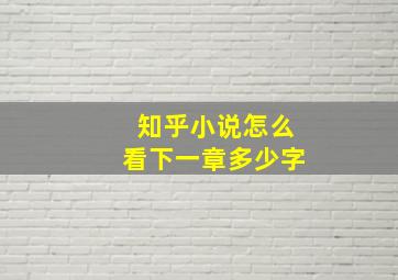 知乎小说怎么看下一章多少字