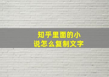 知乎里面的小说怎么复制文字