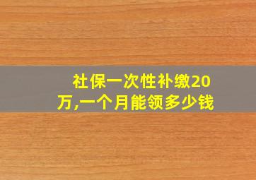 社保一次性补缴20万,一个月能领多少钱