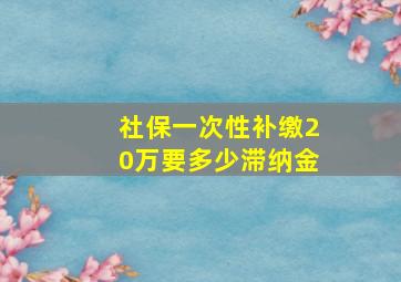 社保一次性补缴20万要多少滞纳金