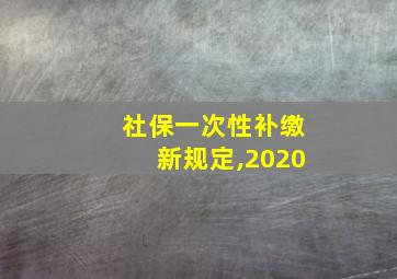 社保一次性补缴新规定,2020