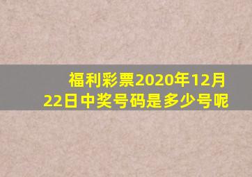 福利彩票2020年12月22日中奖号码是多少号呢