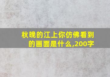 秋晚的江上你仿佛看到的画面是什么,200字