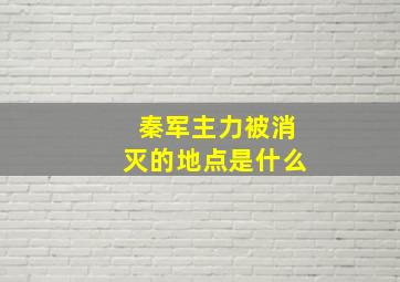 秦军主力被消灭的地点是什么