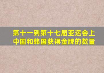 第十一到第十七届亚运会上中国和韩国获得金牌的数量