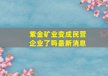 紫金矿业变成民营企业了吗最新消息