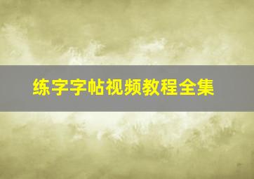 练字字帖视频教程全集