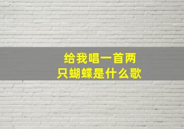 给我唱一首两只蝴蝶是什么歌