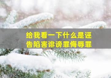 给我看一下什么是诬告陷害诽谤罪侮辱罪