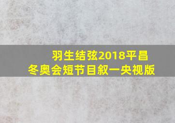 羽生结弦2018平昌冬奥会短节目叙一央视版