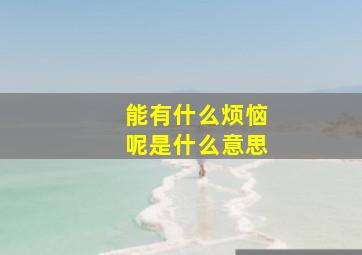 能有什么烦恼呢是什么意思