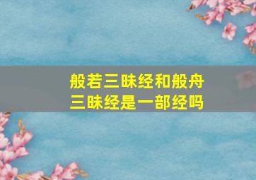 般若三昧经和般舟三昧经是一部经吗