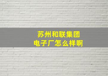 苏州和联集团电子厂怎么样啊