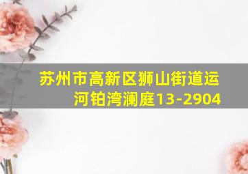 苏州市高新区狮山街道运河铂湾澜庭13-2904