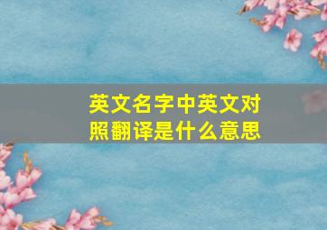 英文名字中英文对照翻译是什么意思