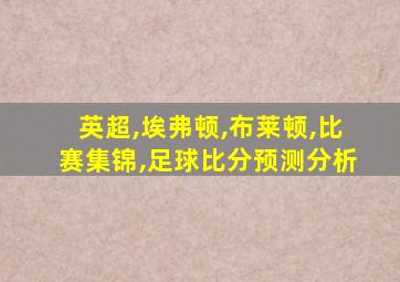 英超,埃弗顿,布莱顿,比赛集锦,足球比分预测分析