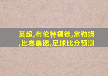 英超,布伦特福德,富勒姆,比赛集锦,足球比分预测