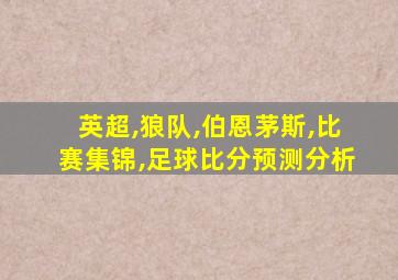 英超,狼队,伯恩茅斯,比赛集锦,足球比分预测分析