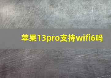 苹果13pro支持wifi6吗