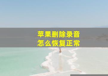 苹果删除录音怎么恢复正常