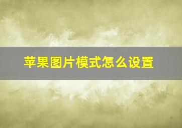 苹果图片模式怎么设置