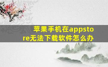 苹果手机在appstore无法下载软件怎么办