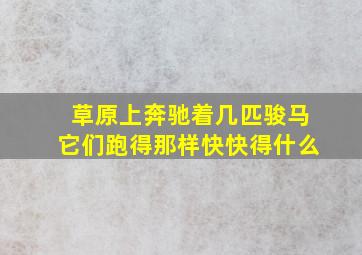 草原上奔驰着几匹骏马它们跑得那样快快得什么