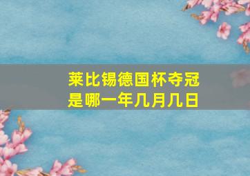 莱比锡德国杯夺冠是哪一年几月几日