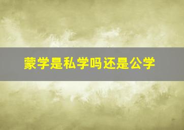 蒙学是私学吗还是公学