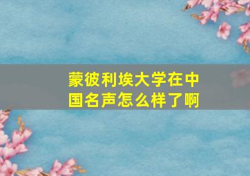 蒙彼利埃大学在中国名声怎么样了啊