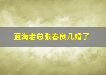 蓝海老总张春良几婚了