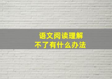 语文阅读理解不了有什么办法