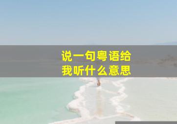 说一句粤语给我听什么意思