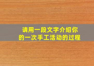 请用一段文字介绍你的一次手工活动的过程