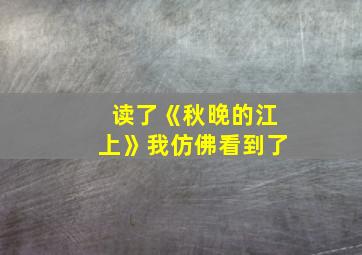 读了《秋晚的江上》我仿佛看到了