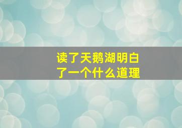 读了天鹅湖明白了一个什么道理