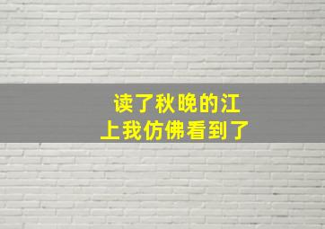 读了秋晚的江上我仿佛看到了