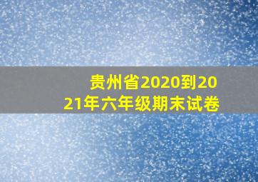 贵州省2020到2021年六年级期末试卷