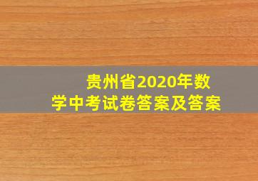 贵州省2020年数学中考试卷答案及答案